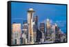 Seattle, Washington State, USA. Downtown Seattle at sunset on a summer day.-Emily Wilson-Framed Stretched Canvas