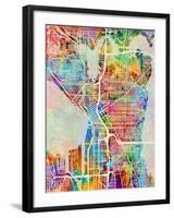 Seattle Washington Street Map-Tompsett Michael-Framed Art Print