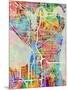 Seattle Washington Street Map-Tompsett Michael-Mounted Art Print