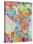 Seattle Washington Street Map-Tompsett Michael-Stretched Canvas