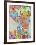 Seattle Washington Street Map-Tompsett Michael-Framed Art Print