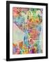 Seattle Washington Street Map-Tompsett Michael-Framed Art Print