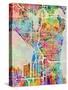 Seattle Washington Street Map-Tompsett Michael-Stretched Canvas