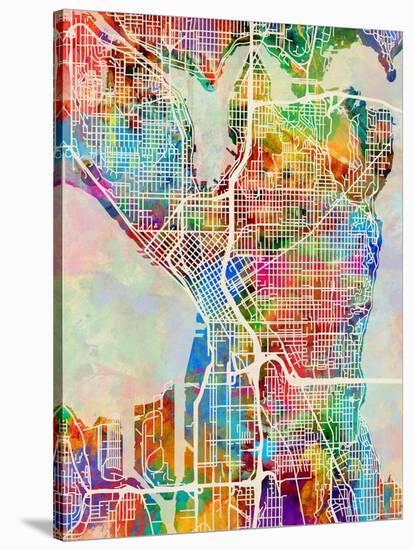 Seattle Washington Street Map-Tompsett Michael-Stretched Canvas
