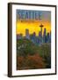 Seattle, Washington - Sunrise over City-Lantern Press-Framed Art Print