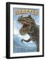 Seattle, Washington - T Rex Dinosaur-Lantern Press-Framed Art Print