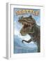 Seattle, Washington - T Rex Dinosaur-Lantern Press-Framed Art Print