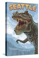 Seattle, Washington - T Rex Dinosaur-Lantern Press-Stretched Canvas