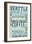 Seattle, Washington - Typography-Lantern Press-Framed Art Print