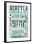 Seattle, Washington - Typography-Lantern Press-Framed Art Print