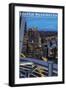 Seattle, Washington, View of City from Space Needle-Lantern Press-Framed Art Print