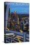 Seattle, Washington, View of City from Space Needle-Lantern Press-Stretched Canvas