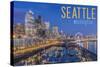 Seattle, Washington - Waterfront Scene-Lantern Press-Stretched Canvas