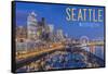 Seattle, Washington - Waterfront Scene-Lantern Press-Framed Stretched Canvas