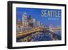 Seattle, Washington - Waterfront Scene-Lantern Press-Framed Art Print