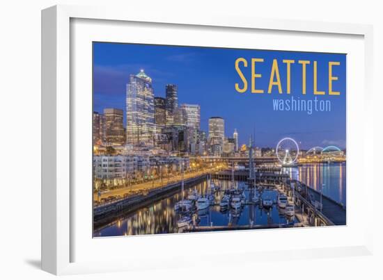 Seattle, Washington - Waterfront Scene-Lantern Press-Framed Art Print