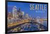 Seattle, Washington - Waterfront Scene-Lantern Press-Framed Art Print