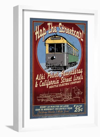 Seattle, Washington - West Seattle Streetcar-Lantern Press-Framed Art Print