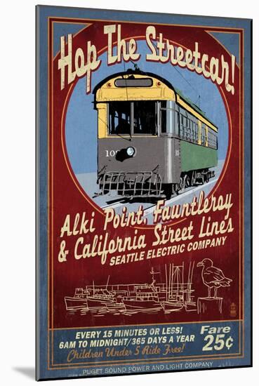 Seattle, Washington - West Seattle Streetcar-Lantern Press-Mounted Art Print