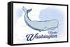 Seattle, Washington - Whale - Blue - Coastal Icon-Lantern Press-Framed Stretched Canvas