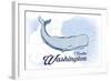 Seattle, Washington - Whale - Blue - Coastal Icon-Lantern Press-Framed Art Print