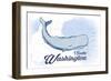 Seattle, Washington - Whale - Blue - Coastal Icon-Lantern Press-Framed Art Print