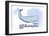 Seattle, Washington - Whale - Blue - Coastal Icon-Lantern Press-Framed Art Print