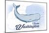 Seattle, Washington - Whale - Blue - Coastal Icon-Lantern Press-Mounted Art Print