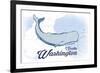 Seattle, Washington - Whale - Blue - Coastal Icon-Lantern Press-Framed Art Print