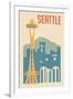 Seattle, Washington - Woodblock-Lantern Press-Framed Art Print