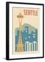Seattle, Washington - Woodblock-Lantern Press-Framed Art Print