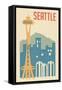Seattle, Washington - Woodblock-Lantern Press-Framed Stretched Canvas