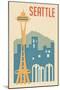 Seattle, Washington - Woodblock-Lantern Press-Mounted Art Print