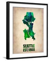 Seattle Watercolor Map-NaxArt-Framed Art Print