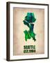 Seattle Watercolor Map-NaxArt-Framed Art Print