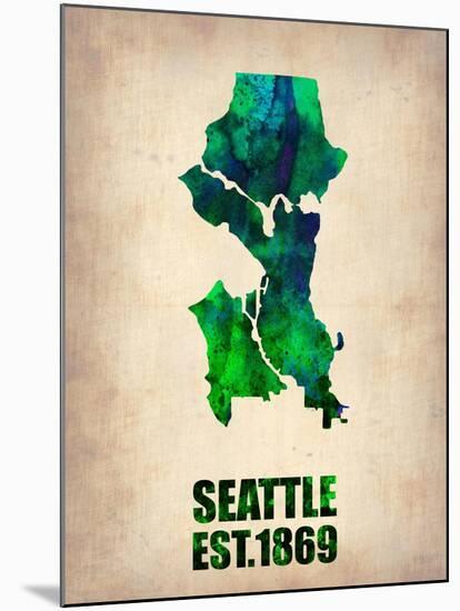 Seattle Watercolor Map-NaxArt-Mounted Art Print