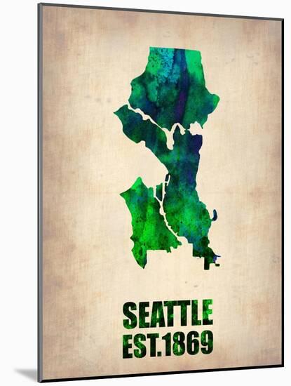 Seattle Watercolor Map-NaxArt-Mounted Art Print