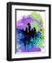 Seattle Watercolor Skyline 1-NaxArt-Framed Art Print