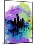 Seattle Watercolor Skyline 1-NaxArt-Mounted Art Print