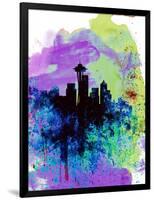 Seattle Watercolor Skyline 1-NaxArt-Framed Art Print