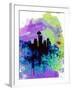 Seattle Watercolor Skyline 1-NaxArt-Framed Art Print