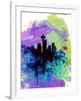 Seattle Watercolor Skyline 1-NaxArt-Framed Art Print