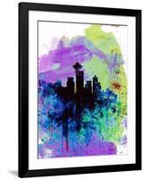 Seattle Watercolor Skyline 1-NaxArt-Framed Art Print