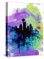 Seattle Watercolor Skyline 1-NaxArt-Stretched Canvas