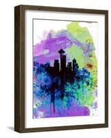 Seattle Watercolor Skyline 1-NaxArt-Framed Art Print