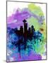 Seattle Watercolor Skyline 1-NaxArt-Mounted Art Print