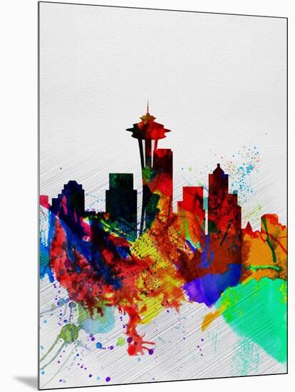 Seattle Watercolor Skyline 2-NaxArt-Mounted Art Print