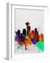 Seattle Watercolor Skyline 2-NaxArt-Framed Art Print