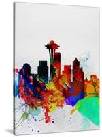 Seattle Watercolor Skyline 2-NaxArt-Stretched Canvas