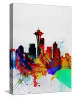 Seattle Watercolor Skyline 2-NaxArt-Stretched Canvas